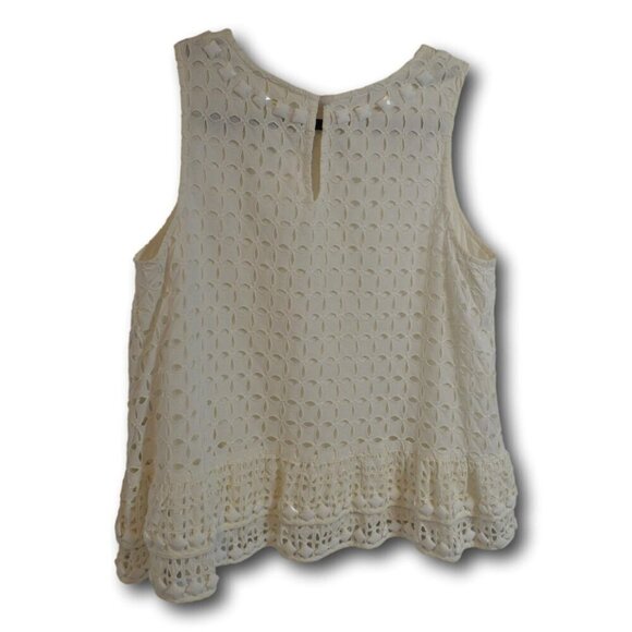 Maeve Anthropologie Monika Beaded Eyelet Peblum White Blouse M - Picture 4 of 4